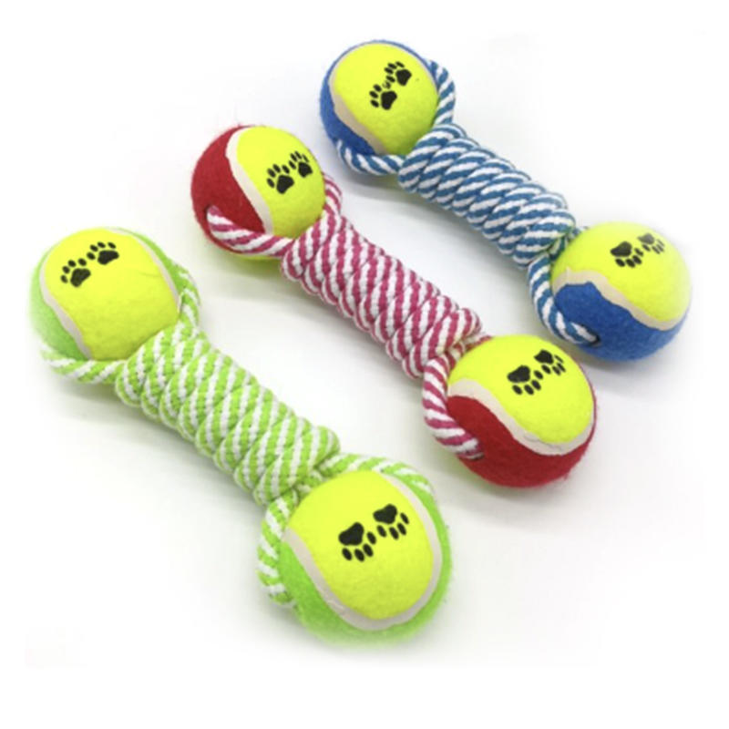 Doppelball-Baumwollseil-Tennis-Haustier-Hundespielzeug